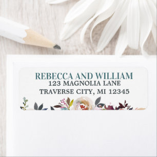 Beautiful Blooms Floral Spring Wedding Label Return Address Label