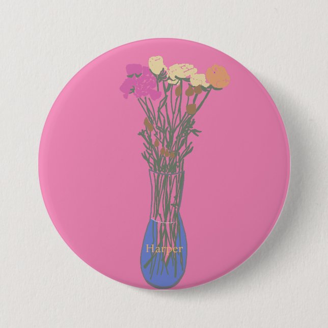 Beautiful Blooms Original Flower Illustration 7.5 Cm Round Badge (Front)