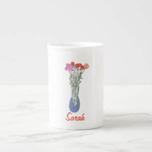 Beautiful Blooms Original Flower Illustration Bone China Mug