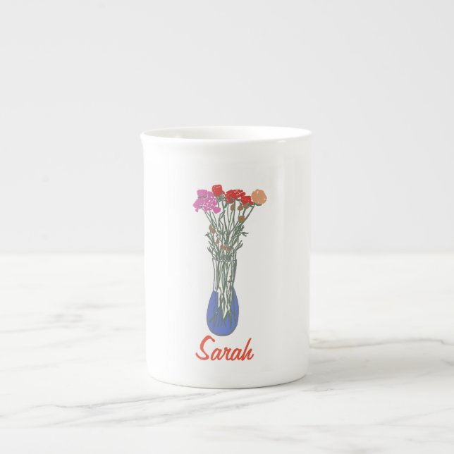 Beautiful Blooms Original Flower Illustration Bone China Mug (Front)