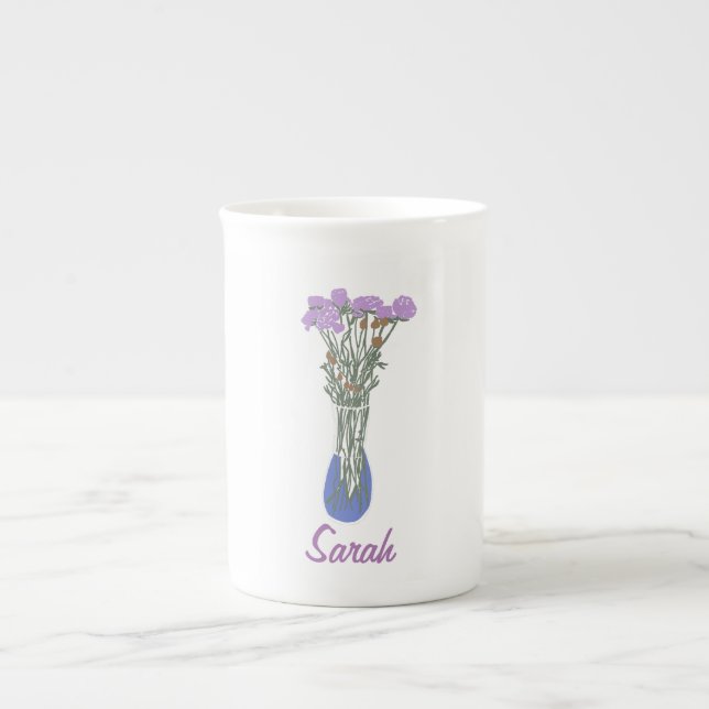 Beautiful Blooms Original Flower Illustration Bone China Mug (Front)