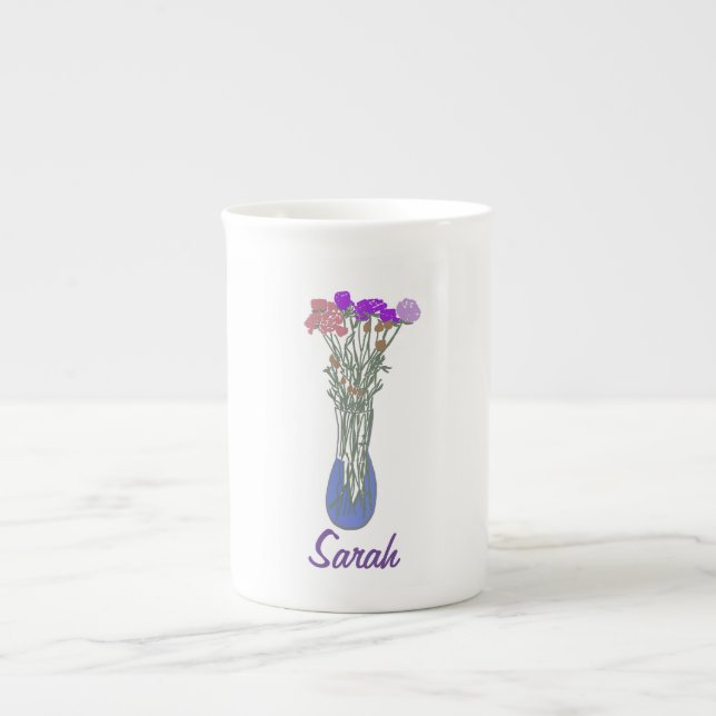 Beautiful Blooms Original Flower Illustration Bone China Mug (Front)