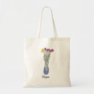 Beautiful Blooms Original Flower Illustration Tote Bag