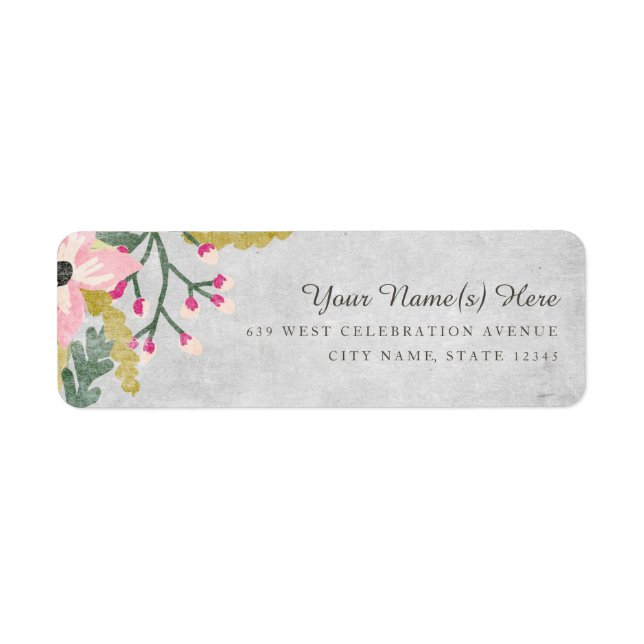 Beautiful Blooms Return Address Label / Grey (Front)