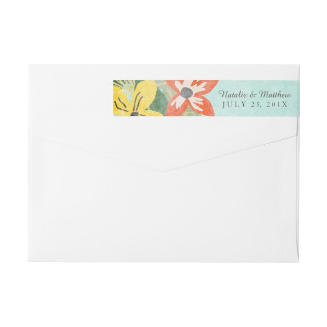 Beautiful Blooms Wedding Wraparound Labels / Aqua (Back)