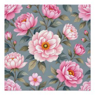 Beautiful blossom pink flowers poster