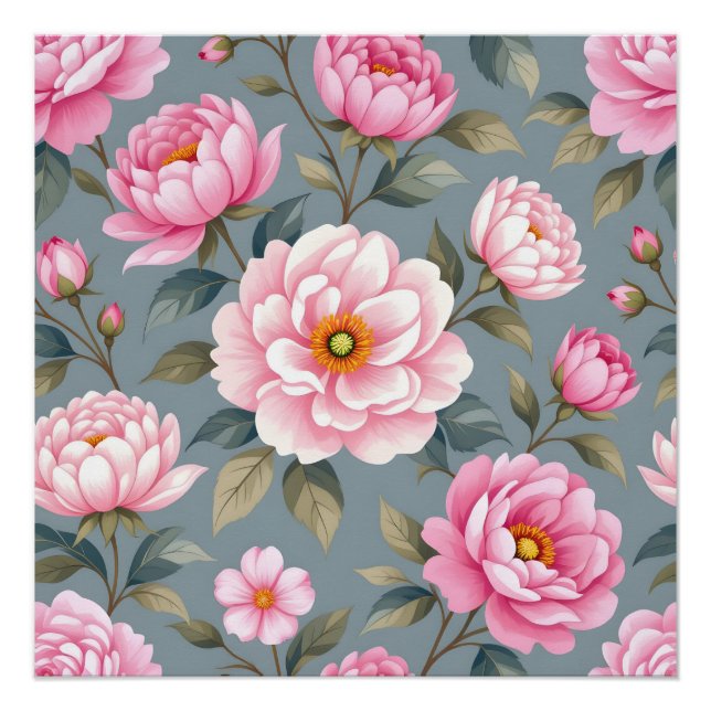 Beautiful blossom pink flowers poster (Front)