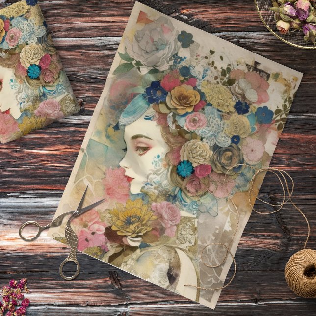 Beautiful Blossom Woman Collage Decoupage Tissue Paper (Creator Uploaded)