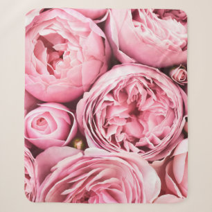Beautiful blossoming pink rose flowers sherpa blanket