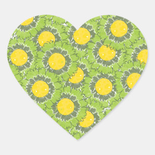 Beautiful Blossoms Heart Shaped Sticker - Green