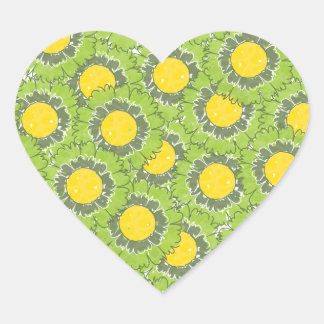 Beautiful Blossoms Heart Shaped Sticker - Green