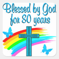BEAUTIFUL BLUE 80TH BIRTHDAY CHRISTIAN DESIGN