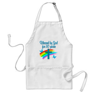 BEAUTIFUL BLUE 80TH BIRTHDAY CHRISTIAN DESIGN STANDARD APRON