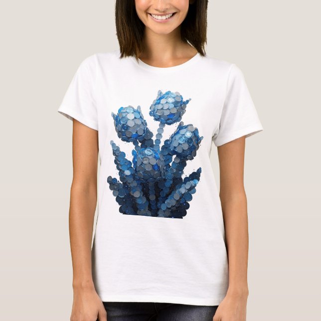 Beautiful Blue ABSTRACT ART Statement Design T-Shirt (Front)
