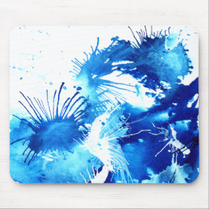 Beautiful Blue Acrylic inks Abstract Art Design Mouse Pad