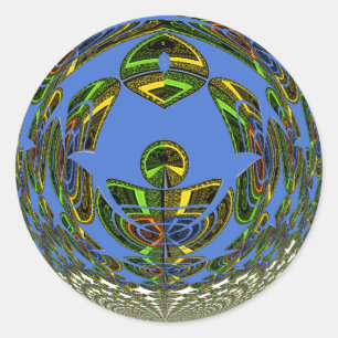 Beautiful Blue African Traditional Ethnic  Vector  Classic Round Sticker