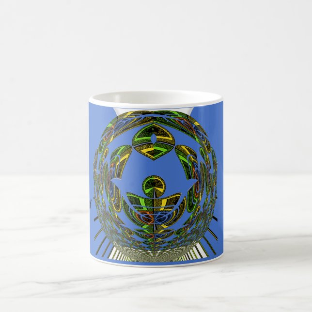 Beautiful Blue African Traditional Ethnic  Vector  Coffee Mug (Center)