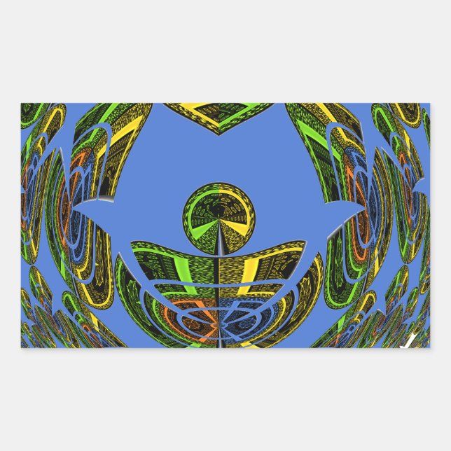 Beautiful Blue African Traditional Ethnic  Vector  Rectangular Sticker (Front)