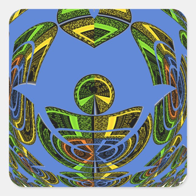 Beautiful Blue African Traditional Ethnic  Vector  Square Sticker (Front)