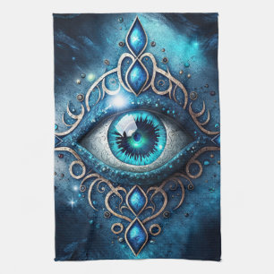 Beautiful Blue All Seeing Eye Illuminati Tea Towel