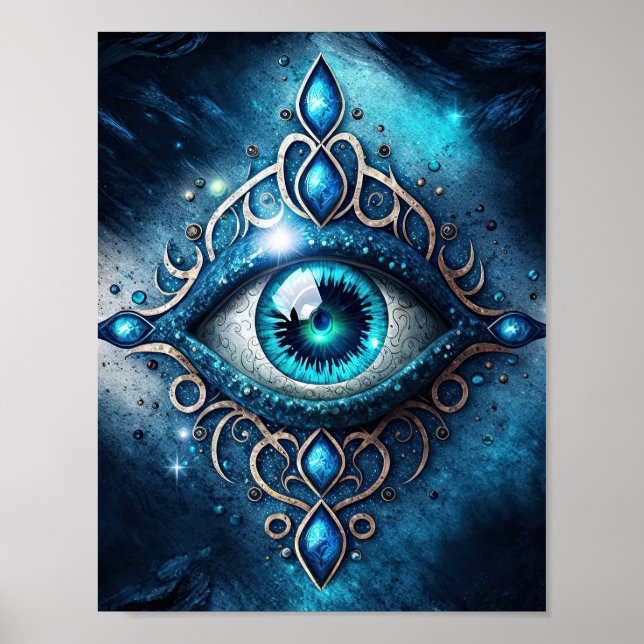 Beautiful Blue All Seeing Eye Inspirational Poster (Front)