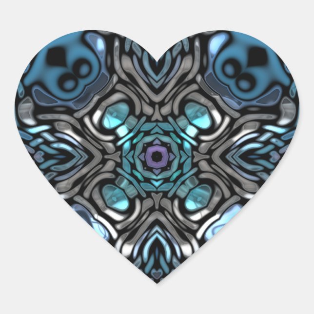 Beautiful Blue and Black Inlay Design Heart Sticker (Front)