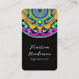 Beautiful Blue and Bold Mandala Yoga Business Card