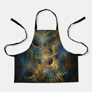 Beautiful Blue And Gold Fractal Apron