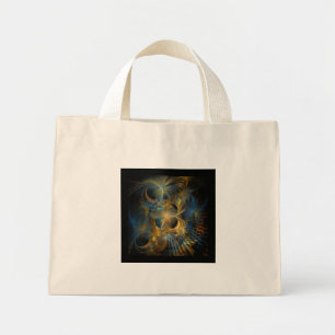 Beautiful Blue And Gold Fractal Mini Tote Bag