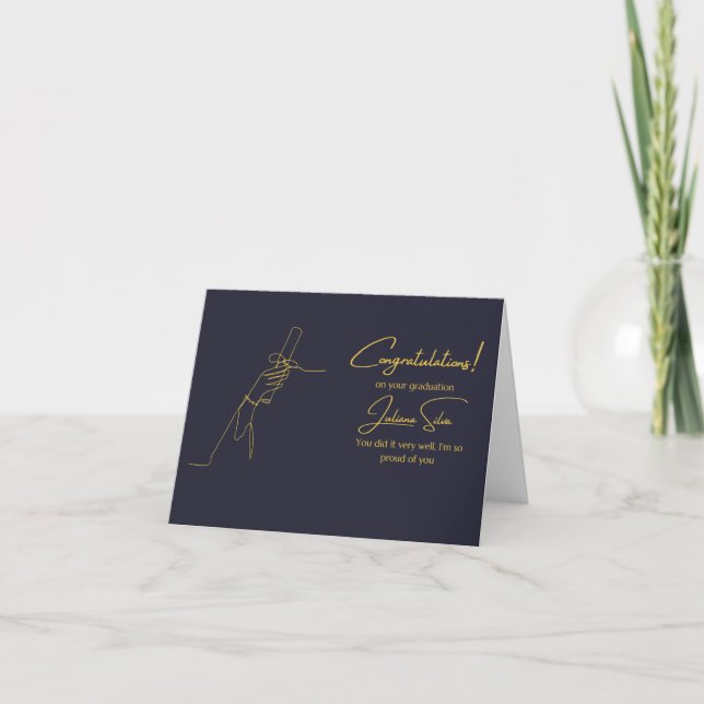 Beautiful Blue and Gold Graduation Card (Front)