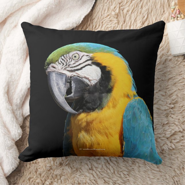 Beautiful Blue and Gold Macaw Parrot Bird Cushion (Blanket)