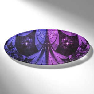 Beautiful Blue and Lilac-Violet Fractal Feathers Name Tag