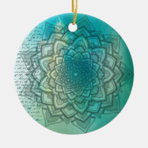 Beautiful Blue and Teal Mandala Christmas Ornament