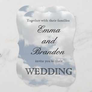 Beautiful Blue and White Clouds Print Wedding Invitation
