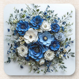 Beautiful Blue and White Floral Arrangement Coaster