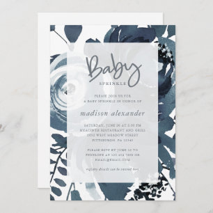 Beautiful Blue and White Floral Baby Sprinkle Invitation