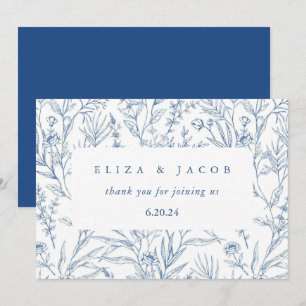 Beautiful Blue and White Floral Wedding Thank You Card