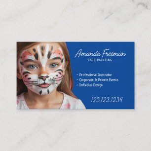 Beautiful Blue and White Kids Face Painting Business Card