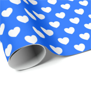 Beautiful Blue And White Loving Hearts Wrapping Paper