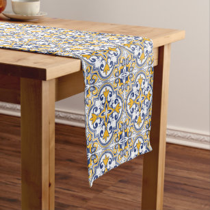 💙💛 Beautiful blue and yellow Azulejos 9,  Short Table Runner