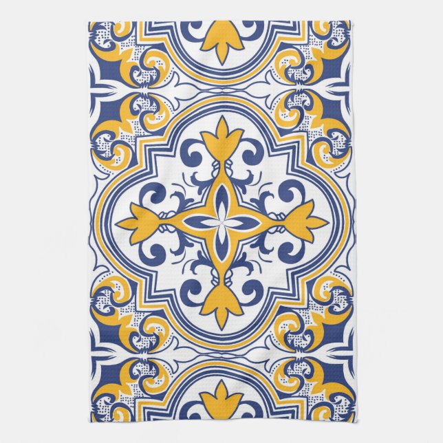 💙💛 Beautiful blue and yellow Azulejos 9 Tea Towel (Vertical)