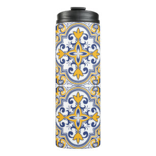 💙💛 Beautiful blue and yellow Azulejos 9 Thermal Tumbler