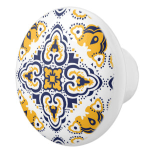 💛💙🤍 Beautiful blue and yellow Azulejos,  Ceramic Knob