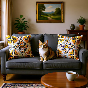 💛💙 Beautiful blue and yellow Azulejos, Cushion