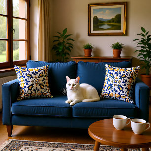 💙💛 Beautiful blue and yellow Azulejos,  Cushion