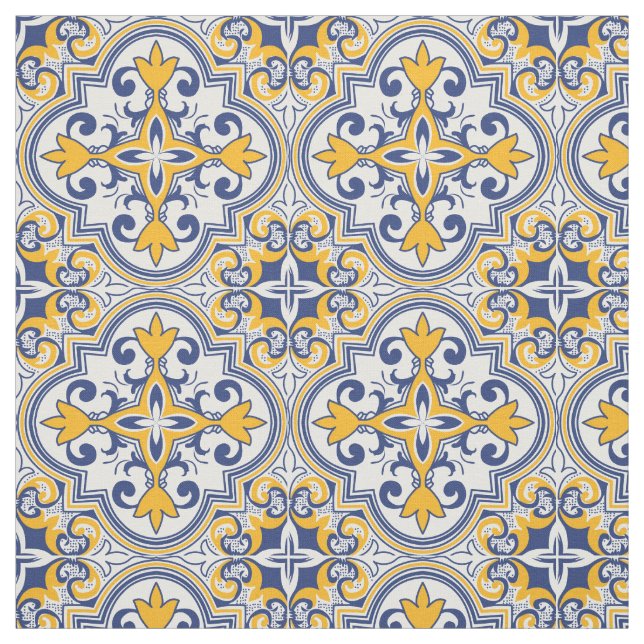 💙 💛Beautiful blue and yellow Azulejos  Fabric (Swatch)
