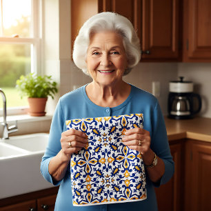 💙💛 Beautiful blue and yellow Azulejos,   Kitchen Tea Towel