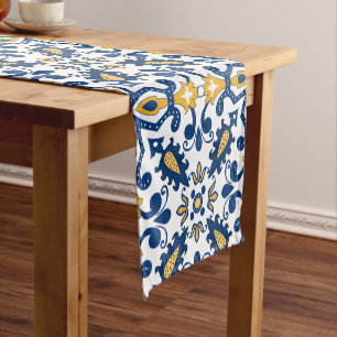 💙💛 Beautiful blue and yellow Azulejos,  Short Table Runner