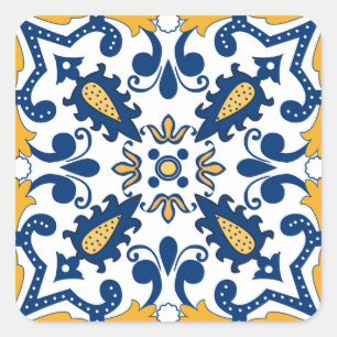 💙💛 Beautiful blue and yellow Azulejos,   Square Sticker
