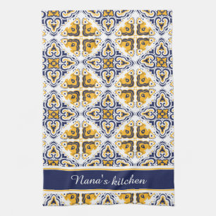 💛💙🤍 Beautiful blue and yellow Azulejos Tea Towel